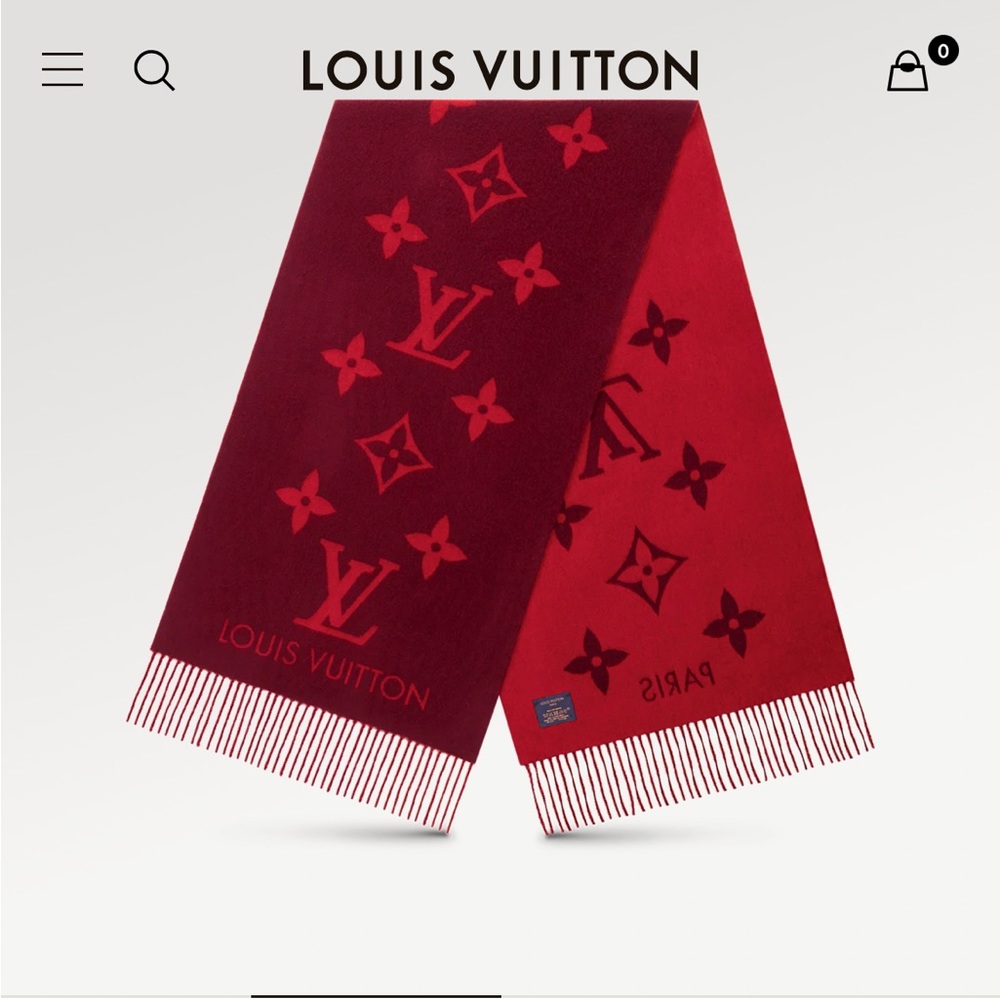 Authentic Louis Vuitton 100% Cashmere Scarf. Cerise red Reykjavik